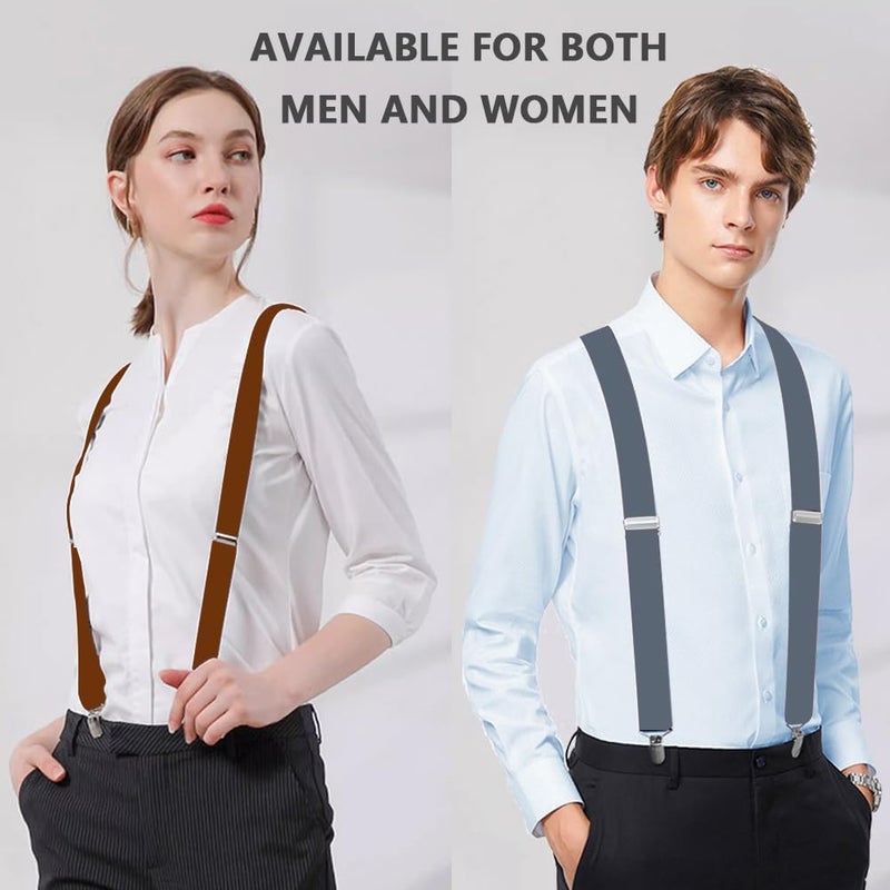 WOXVM Mens Suspenders Adjustable Braces with 4 Strong Metal Clips Elastic X Back Heavy Duty Suspender for Men and Women - Image 2
